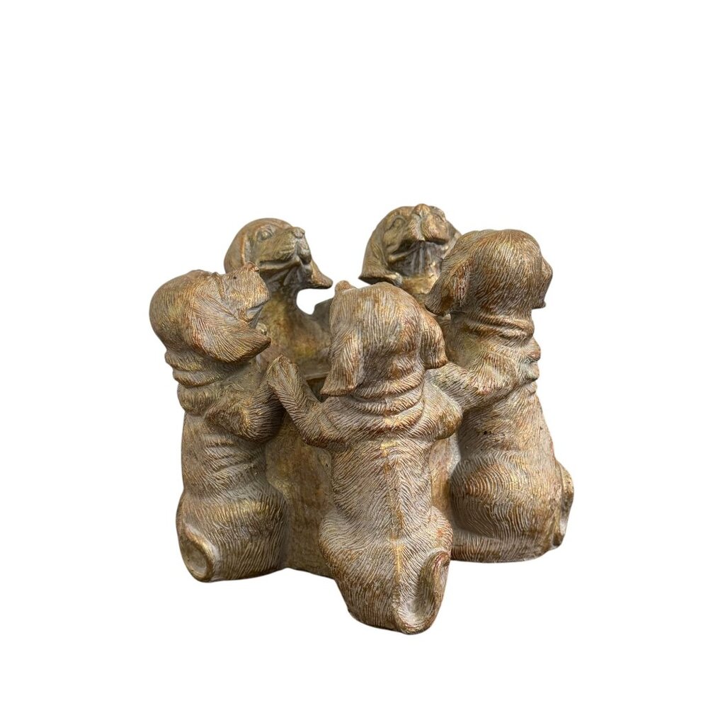 Golden Patina Dog Candle Holder, Round, Decorative Home Decor 6" Tall - Picture 6 of 8